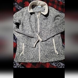 Columbia Black and Cream Fleece Jacket Size Medium